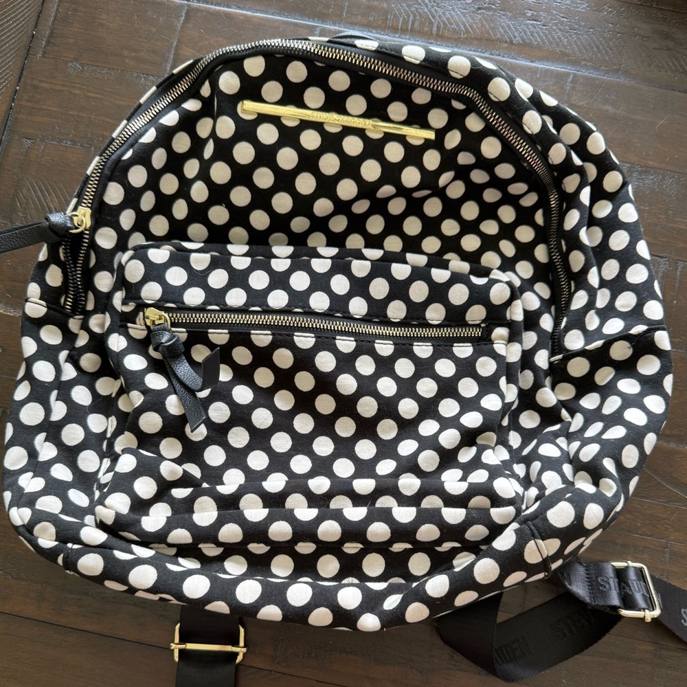 Stylish Black and White Polka Dot Backpack